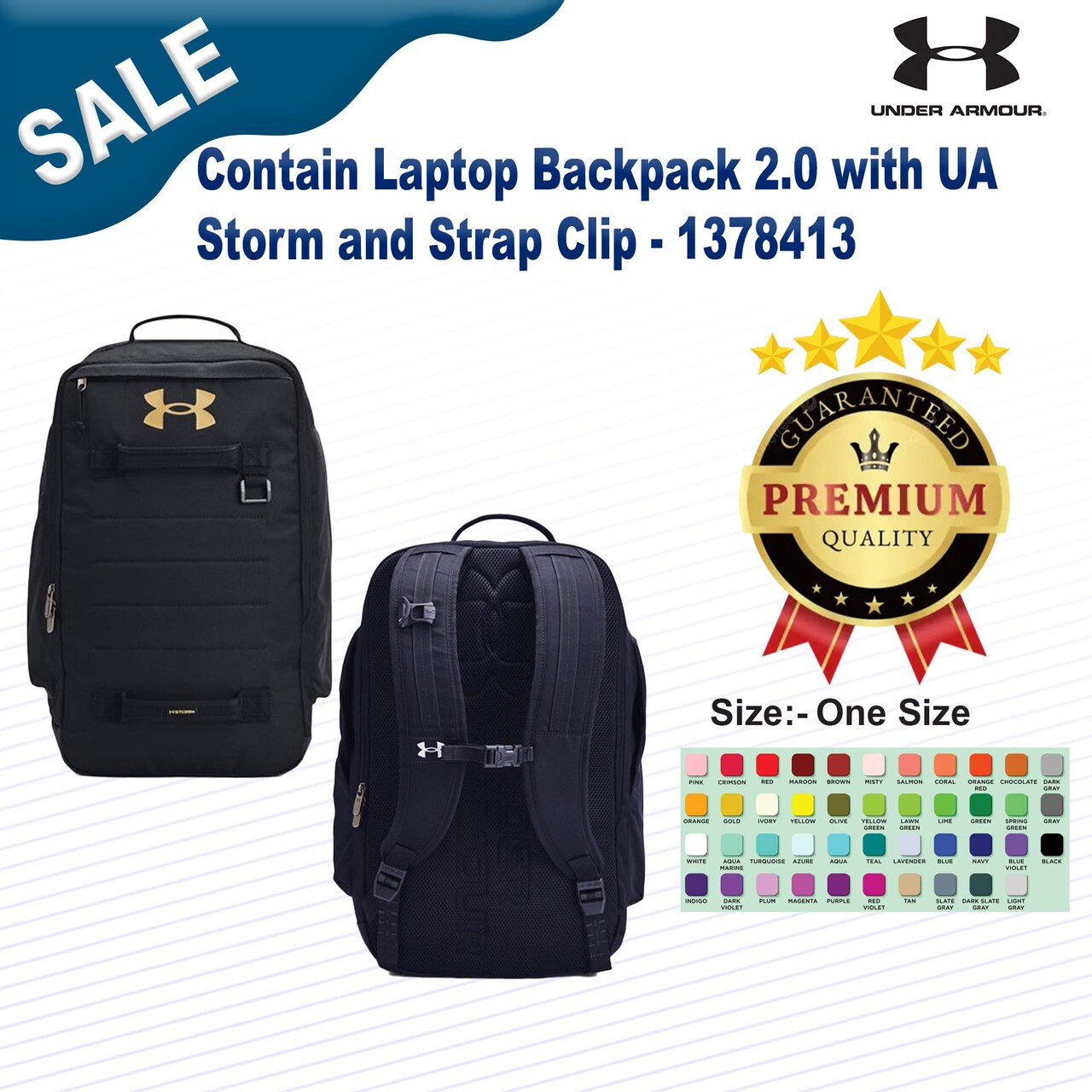 Under Armour® Contain Laptop Backpack 2.0 with UA Storm and Strap Clip